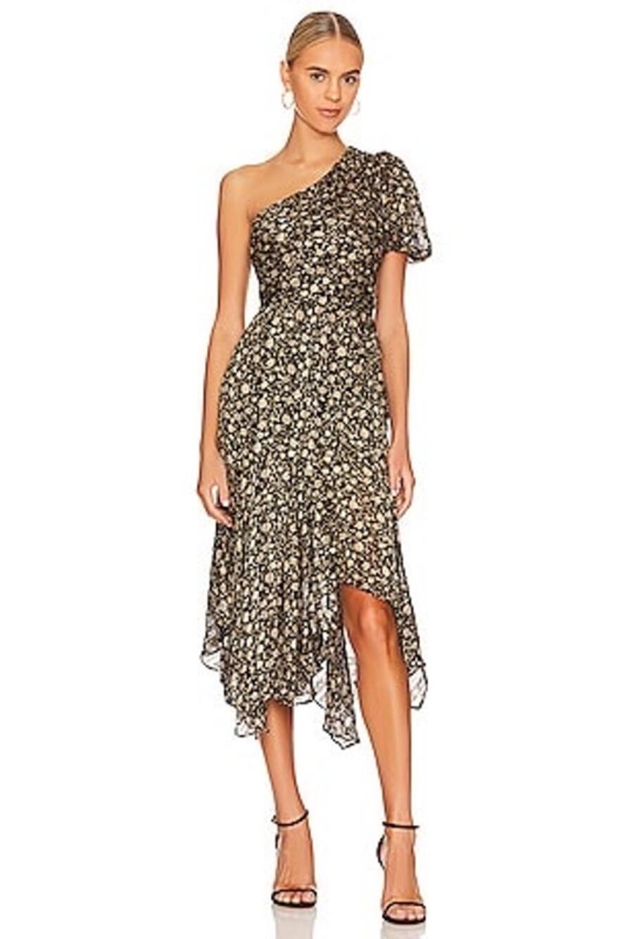 ASTR the label floral print one shoulder midi dress small